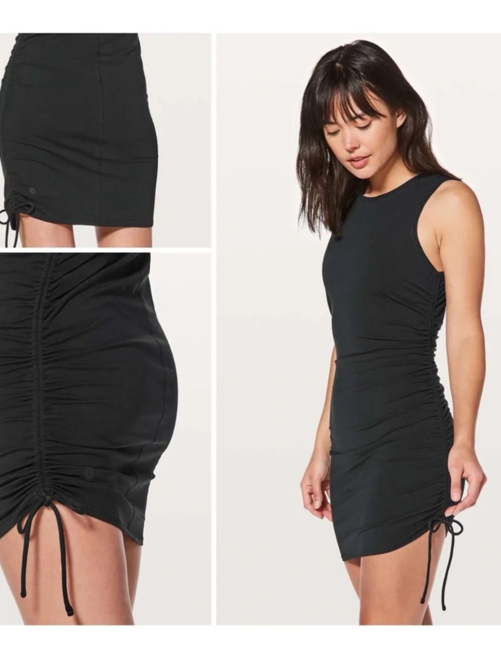 Like New lululemon athletica Black Ruched Tank Mini Dress